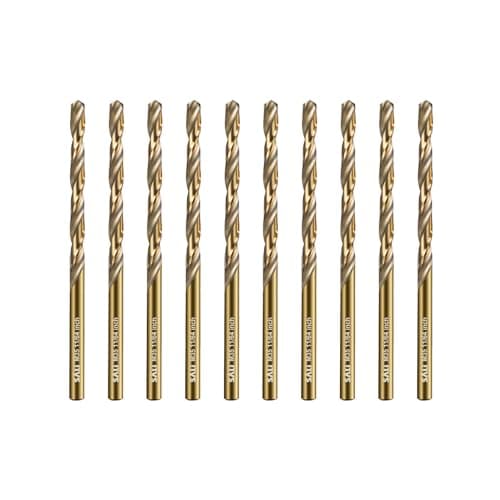 Image of SALI Cobalt Drill Bit Set 10Pcs 4.5mm M35 High Speed Steel Jobber Drill Bit Kit (HSS) Twist Drill Bits for Hardened Metal, Stainless Steel, Cast Iron, Wood and Plastic, with Index Storage Case