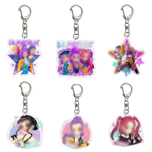 Image of 6Pcs K-POP Keychains, H-Hunters Double-Sided Anime Keyring, Acrylic Character Keychain, Anime Keychain, Gift for Girls, Korean Pop, Anime Lovers, Collectors, for Bag, Backpack, Mobile Phones Decor
