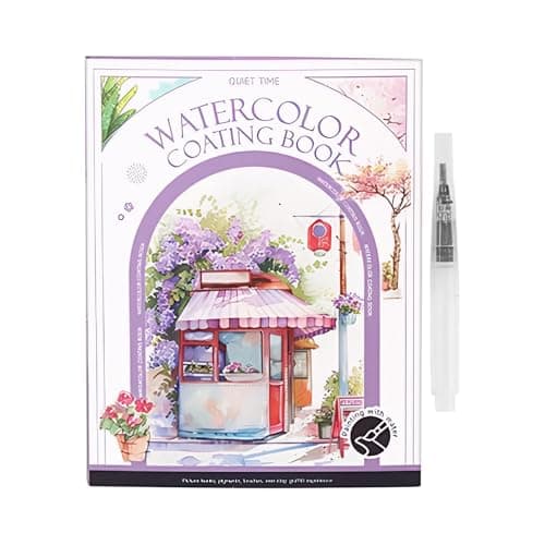 Image of Paint Watercolor Workbook Set - Compact Paper Art Book, Brush Stress Relief Coloring, Easy Painting Practice, Gentle Focus Activity, Lightweight Creative | Home Travel Party Dorm Classroom Students