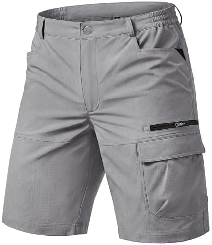 Image of TACVASEN Casual Shorts Men Summer Zip Pocket Cargo Shorts Quick Dry Gym Running Jogging Shorts, 32, Light Grey