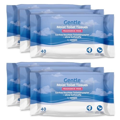 Image of by Amazon Gentle Moist Toilet Tissues, Unscented, Fine to Flush, 240 Count (6 Packs of 40)