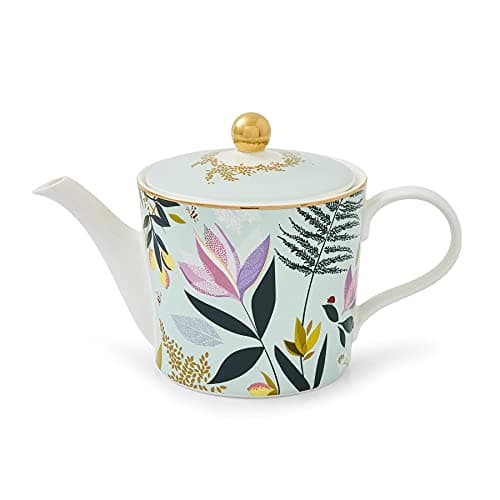 Image of Sara Miller SMOS78923-XG Portmeirion Orchard Tea Pot Duck Egg Sage, Porcelain,Silver