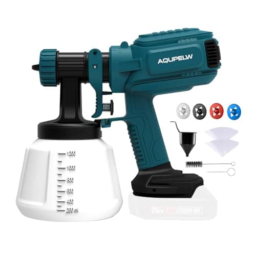 Image of Cordless Paint Sprayer Compatible with Makita 18V Battery, Handheld Paint Gun with 4 Nozzles and 3 Patterns, HVLP Paint Sprayer with 1200ml Container, for Decking, Fences, Sheds (Battery Not Included)