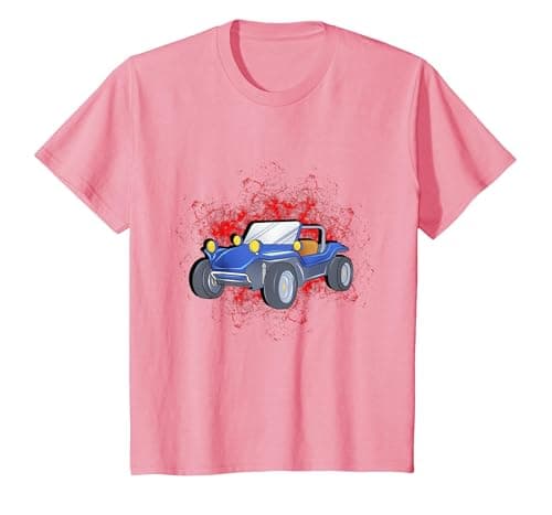 Image of Dune Buggy Graphic Beach RC Car Truck Graphic Men Women Kids T-Shirt, Youth, Pink, Large
