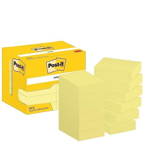 Image of Post-it Notes Canary Yellow, Pack of 12 Pads,100 Sheets per Pad, 38 mm x 51 mm, Canary Yellow - Self-Stick Notes for Note Taking, to Do Lists & Reminders