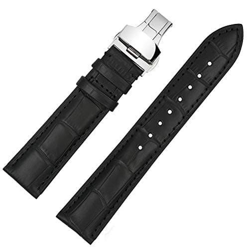 Image of 20mm Genuine Leather Deployment Buckle Watch Band Strap for CERTINA DS Podium Black