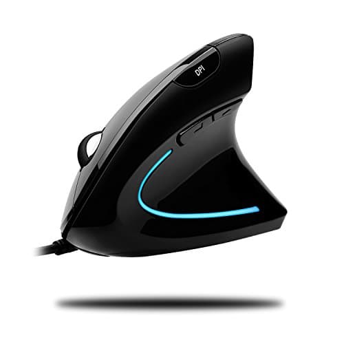 Image of Adesso iMouseE1 - Vertical Ergonomic Illuminated Optical 6-Button USB Mouse - Right Hand Orientation, DPI 1600/1000, 6 Buttons, For Laptop/PC/Desktop/Notebook/MAC - Black