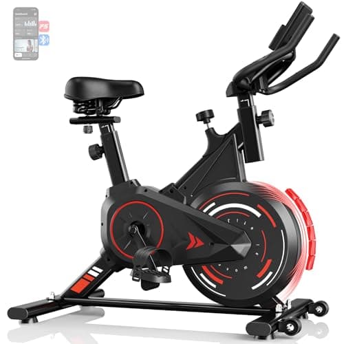 Image of Jupgod Exercise Bike, Stationary Bike with App 0-100% Magnetic Resistance Exercise Bikes for Home Use, Fitness Courses for Weight LossLow Noise Indoor Cycling Bike with 350lbs Weight Capacity