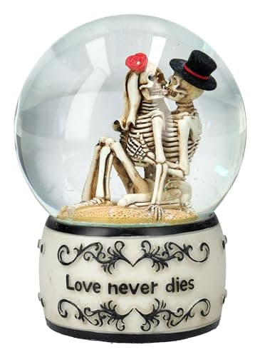 Image of Pacific Giftware 5" Tall Love Never Dies' Romantic Gothic Collectible Eternal Love Skeleton Water Globe