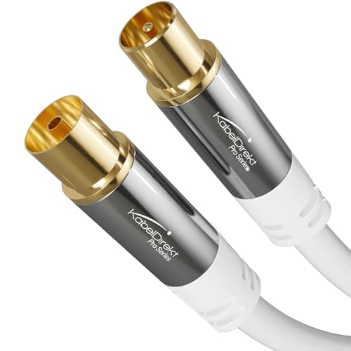 Image of KabelDirekt – 4K TV Aerial Cable, Coaxial Cable – 1m – For Digital & Analogue TV, Metal Connectors – Available in 0.5-20m (Plug to Socket, for DVB-C/DVB-T/DVB-S, white)