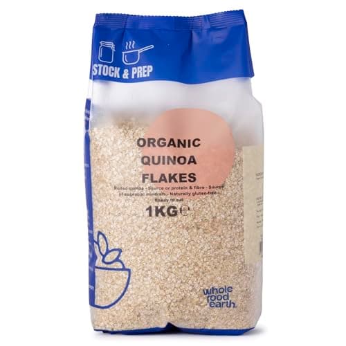 Image of Wholefood Earth Organic Quinoa Flakes 1kg - Complete Protein Superfood | Gluten Free | High Fibre | Vegan | No Additives | Stock & Prep