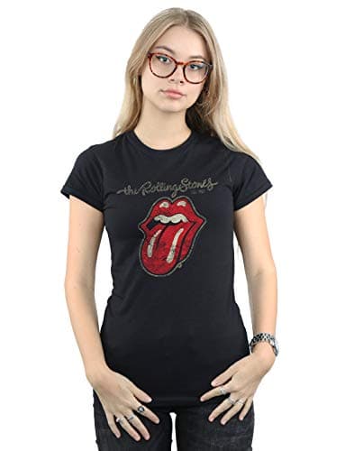 Image of The Rolling Stones Women's Plastered Tongue Short Sleeve T-Shirt, Black, Size 8 (Manufacturer Size:Small)