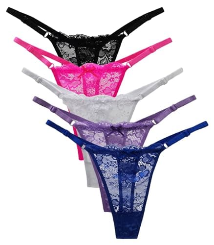 Image of marysgift Thongs for Women Lace Underwear Bikini Knickers Ladies Panties Hipster 3416 Multi16 M UK 6 8