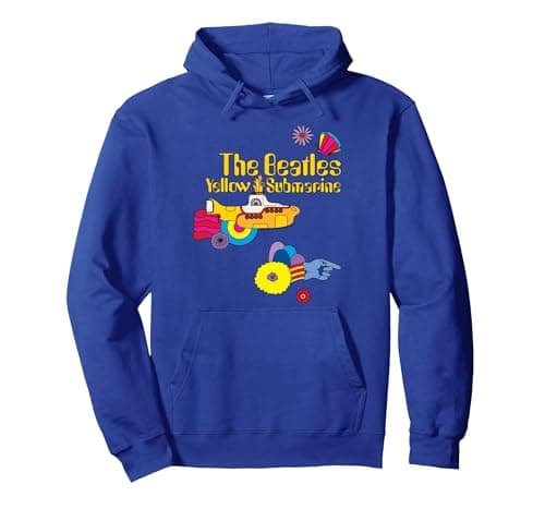 Image of The Beatles Yellow Submarine - Patches Pullover Hoodie, Adult Unisex, Royal Blue, Small