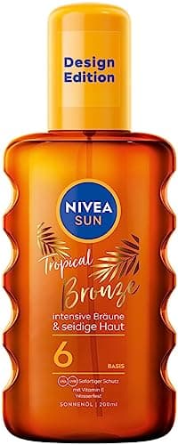 Image of NIVEA SUN Tropical Bronze Oil Spray SPF 6 (200 ml), Sun Protection for Long-Lasting Tan without Self-Tanner, Sun Spray with Carotene Extract and Vitamin E