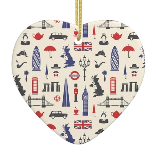 Image of Heart Shaped White Ceramic Hanging Christmas Tree Decorations Bauble England London Uk Xmas Ornaments For Festive Party New Year