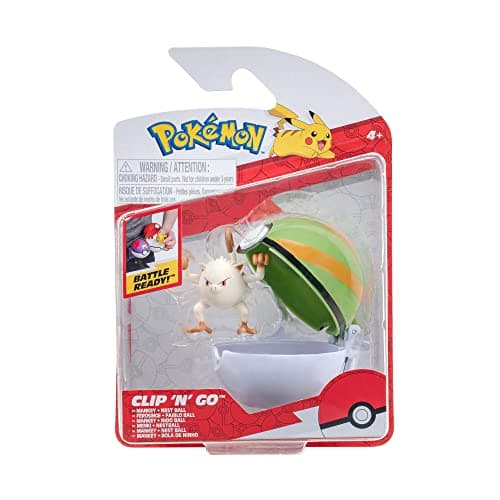 Image of Pokémon Clip ‘N’ Go Mankey and Poké Ball Includes 2-Inch Battle Figure and Nest Ball Accessory