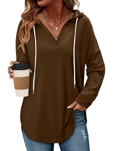 Image of CHICZONE Womens Hoodies Oversized Ladies Casual Pullover Tops Long Sleeve Hoodie Autumn Winter Sweatshirts Brown