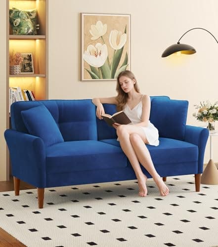 Image of Domusensus 3 Seater Sofas 175CM, Velvet Small Sofa with 53cm Deep Seat, Modern Couch 318kg Capacity, Comfy Love Seat Tool-Free Setup, Large 2 Seater Sofa in A Box, Loveseat Couch for Living Room