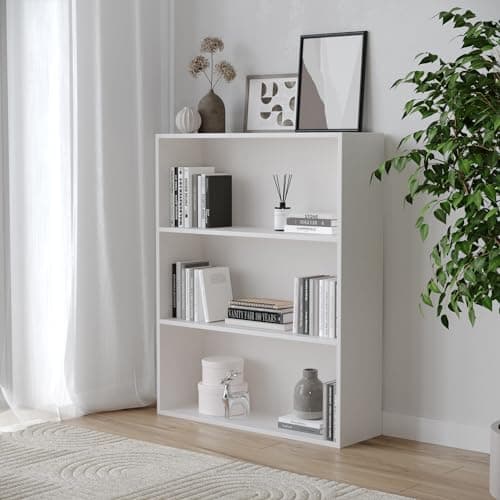 Image of URBNLIVING Wide 3 Shelf Tier Wooden Bookcase Cabinet Storage Shelving Display Shelves Unit
