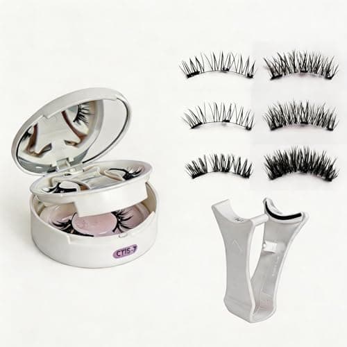 Image of Magnetic Eyelashes with Applicator 2 Pair Reusable Natural Look Magnetic-Lashes Waterproof Soft Eyelashes False Eye No Glue Needed and Instructions, Easy to Wear and Remove