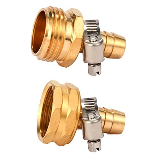 Image of Sanpaint Brass Garden Hose Connector Repair Mender Kit with Stainless Clamp,Fits 1/2" Water Hose Fitting (1/2" Barb x 3/4" GHT)