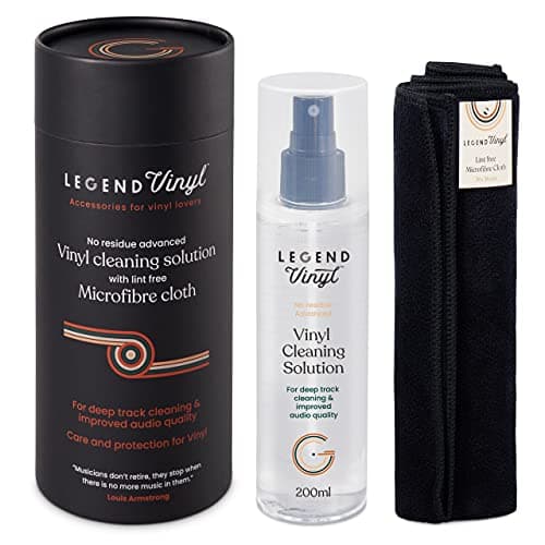 Image of Legend Vinyl Professional Grade Vinyl Cleaning Kit - 200ml Cleaning Fluid with Extra Large Lint Free Macrofibre Cloth - Ideal for all Serious Vinyl Enthusiasts