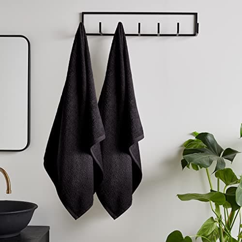 Image of Catherine Lansfield Quick Dry Cotton Bath Sheet Pair Black