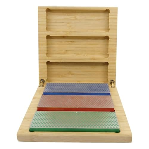 Image of DMT W6EFC Three 6-Inch Diamond Whetstone Models in Hard Wood Box - Multi-Colour