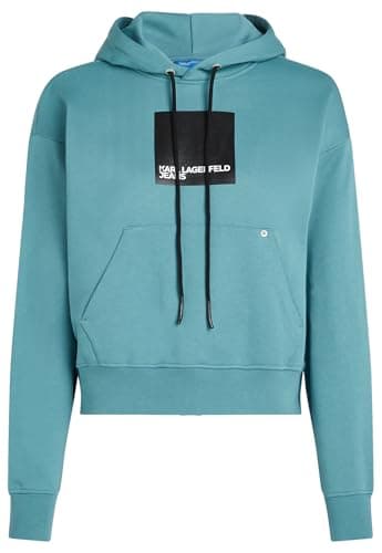 Image of KARL LAGERFELD JEANS, Women's, Box Logo Hoodie, Regular Fit, Blue, M