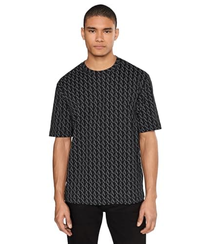 Image of Armani Exchange Men's Allover Logo Tee, T-Shirt, Black, L