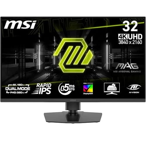 Image of MSI MAG 322URDF E16 32-Inch 4K UHD Gaming Monitor, 3840x2160 Rapid IPS, 0.5ms, DisplayHDR 400, AMD FreeSync Premium, Eye Care, AI Vision, Dual-Mode, Intel A Series, HDMI 2.1, DP 1.4a, Black