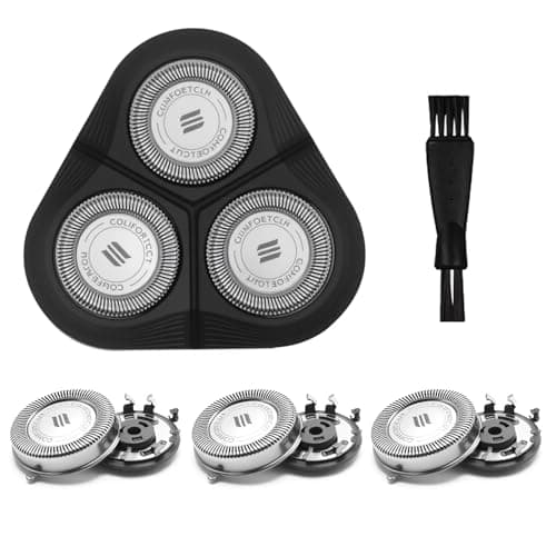 Image of AHRLIC 3-Pack Replacement Rotary Shaver Heads Compatible with Philips Series 1000 2000 3000, Fits AT8xx, AT7xx, PT7xx, Stainless Steel Blades for Wet & Dry Use, Includes Cleaning Brush