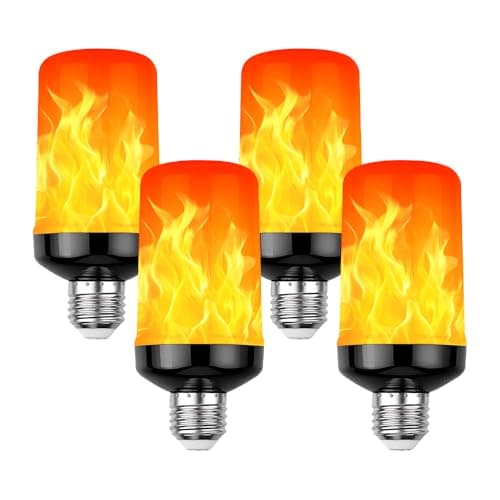 Image of KQWVZ 4PCS LED Flame Light Bulb, 3W E27 Flame Effect Bulb, Flickering Flame Light Bulbs with 4 Modes Upside Down Effect, Vintage Fire Lamp for Garden Patio Home Indoor and Outdoor Bar