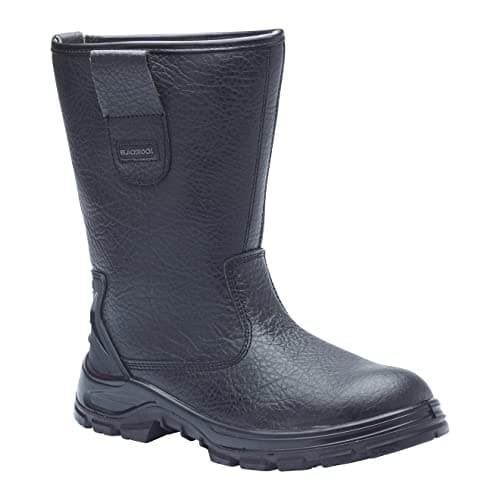 Image of Blackrock S1-P SRC Safety Rigger Work Boots, Mens Womens Steel Toe Cap Black Leather, Working Boots, Safety Shoes, Protective Midsole, Gardening, Work & Utility Footwear, Construction - Size 10