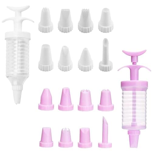 Image of 2 Sets Icing Syringe & Piping Nozzle Kit - Cake Dessert Cream Decorator for Baking Enthusiasts DIY