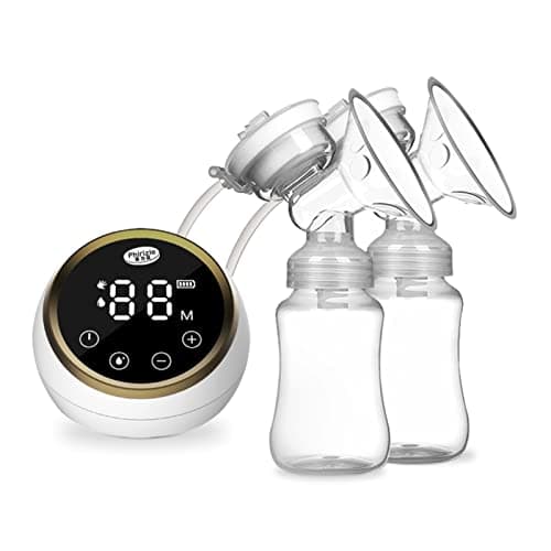 Image of Double Electric Breast Pump, Breastfeeding Milk Pump with 2pcs 150ml Milk Bottles 3 Modes and 9 Adjustable Levels Low Noise Anti Backflow LED Screen Rechargable LED Display