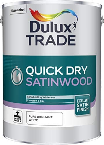 Image of Dulux Trade Quick Dry Satinwood Paint 5L - Pure Brilliant White