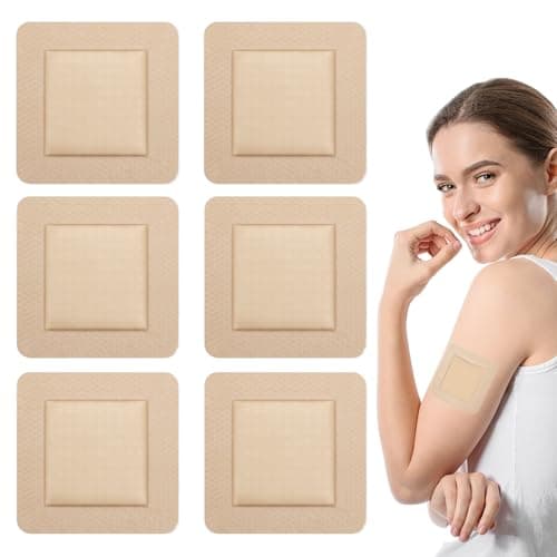 Image of 6PCS Silicone Foam Dressing for Wounds 5x5cm Wound Dressing with Border Waterproof Silicone Dressings Ultra Absorbent-Foam for Bedsores Chronic Wounds Post-Surgical Care