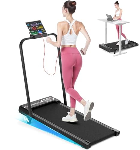 Image of Walking Pad with Incline, 3 in 1 Treadmills for Home Foldable, 2.5HP Electric Under Desk Treadmill with Handle Remote Control & LED Display for Home/Office Cardio Fitness Exercise (Black-Incline)