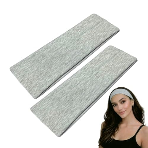 Image of WESTEND CHOICE 7cm Wide Headbands 2 Pack Plain Stretchy Hairband Unisex Kylie Headband Bandeau Gym Exercise Headbands for Women & Men Soft Yoga Head Band (Grey)
