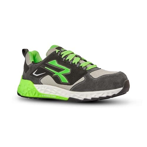 Image of U-Power Bran ESD Safety Shoe S1PS Hi HRO FO SR, U-Knit Upper, Metal Free, Ultralight, Black and Lime, 10.5 UK