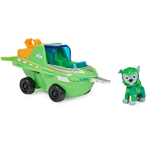 Image of Paw Patrol Aqua Pups Rocky Transforming Sawfish Vehicle with Collectible Action Figure, Kids Toys for Ages 3 and up