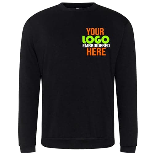 Image of Personalised Embroidered Sweatshirt Work wear Uniform Your Logo (L, Black)