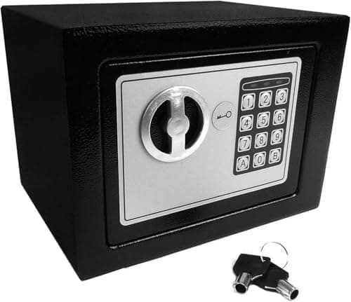 Image of Hyfive Safebox For Home, High Security Steel small home Office Digital Electronic Safe Box with Two Keys Small Value Safe with Digital Keypad for Extra Security