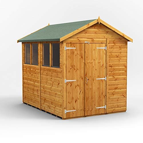 Image of POWER High Grade Premium Apex Garden Wooden Shed with Double Door, Security Features, Door & Window Flexibility, made from Extra Thick Timber & Toughened Glass