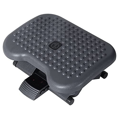 Image of HOMCOM Footrest Adjustable Height & Angle Tilting Platform Home Office Foot Rest Charcoal Grey