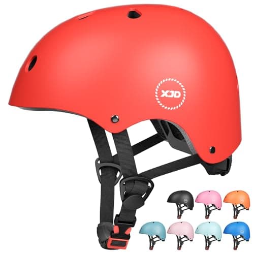 Image of XJD Kids Helmet Toddlers Bike Helmet Age 3-13 Years Adjustable Skateboard Helmet for Cycle BMX Scooter Roller Skating for Children Boys/Girls (Red, S)