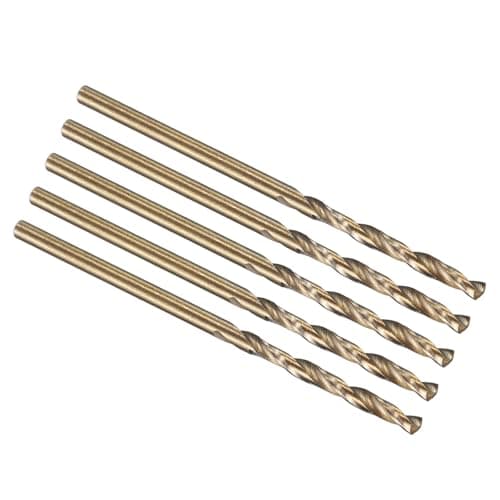 Image of PATIKIL 2mm Drill Bit, M35 Cobalt 5% High-Speed Steel Jobber Straight Shank 135° Gold Finish for Stainless Steel Hard Metal - 5 Pack