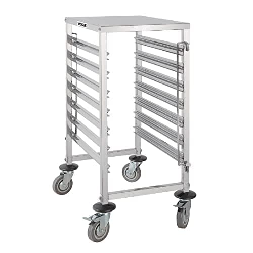 Image of Vogue GG498 Gastronorm Racking Trolley 7 Level 900X380X557mm Catering, Silver
